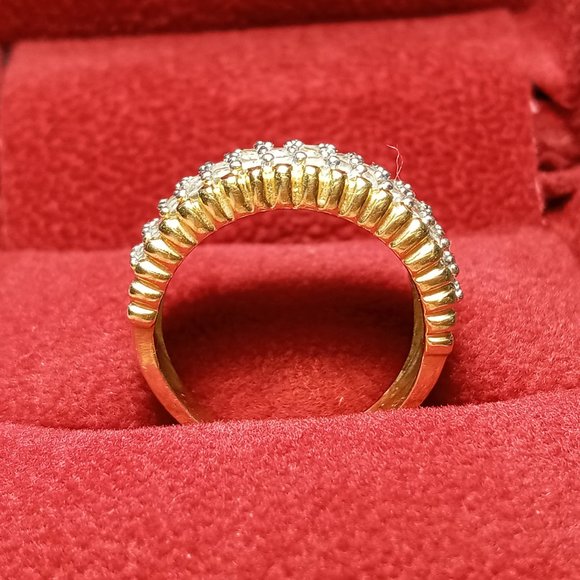 (SOLD) 14K Two-tone Diamond Paved Ring, Size 4.75 - Picture 3 of 9